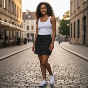 Slazenger Women's Black Faux Denim Skirt with Built-In Spandex Shorts Size 6